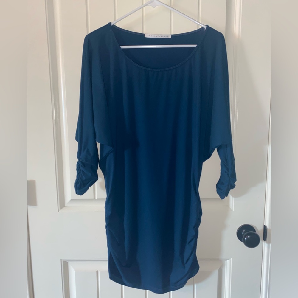 Susana Monaco Ruched 3/4 Sleeves Tunic Top - M